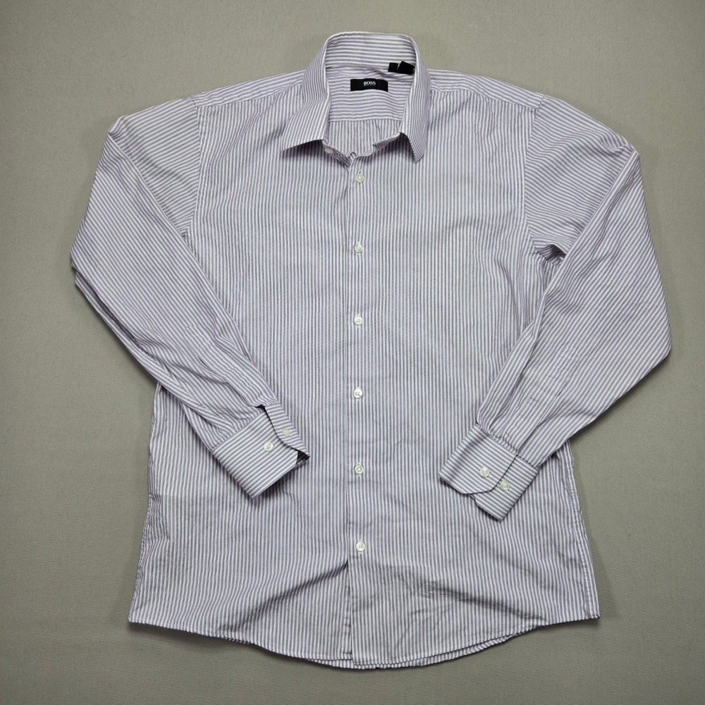 BOSS Hugo Boss Striped Dress Shirt Long Sleeve Button Up Formal Men's 15.5 32/33